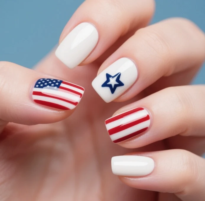 Patriotic Glitter Gel Nail Art Stornfield