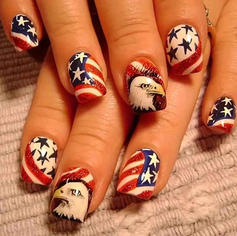 Patriotic Glitter Gel Nail Art Stornfield