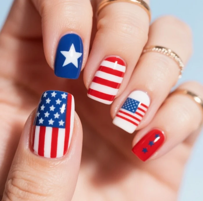 Patriotic Glitter Gel Nail Art Stornfield