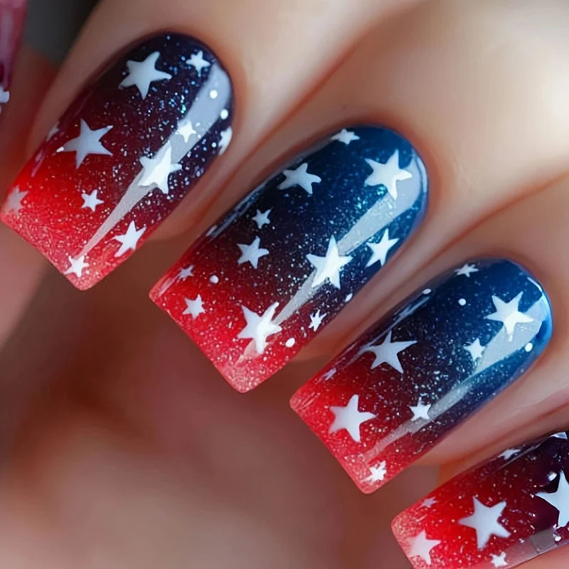 Patriotic Glitter Gel Nail Art Stornfield