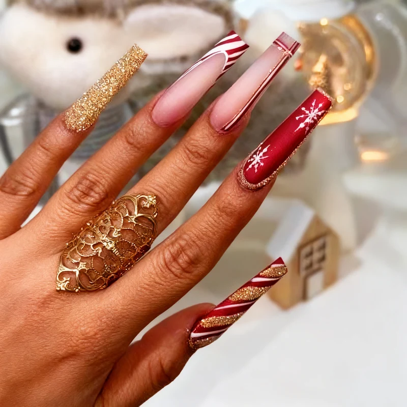 Ornate Holiday Nail Art Enhancements Stornfield