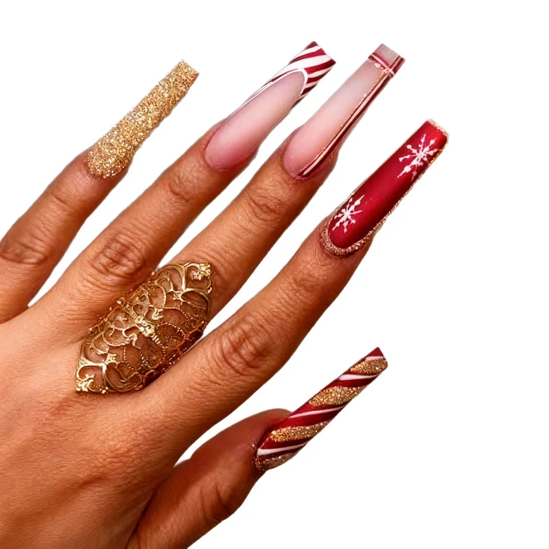Ornate Holiday Nail Art Enhancements Stornfield