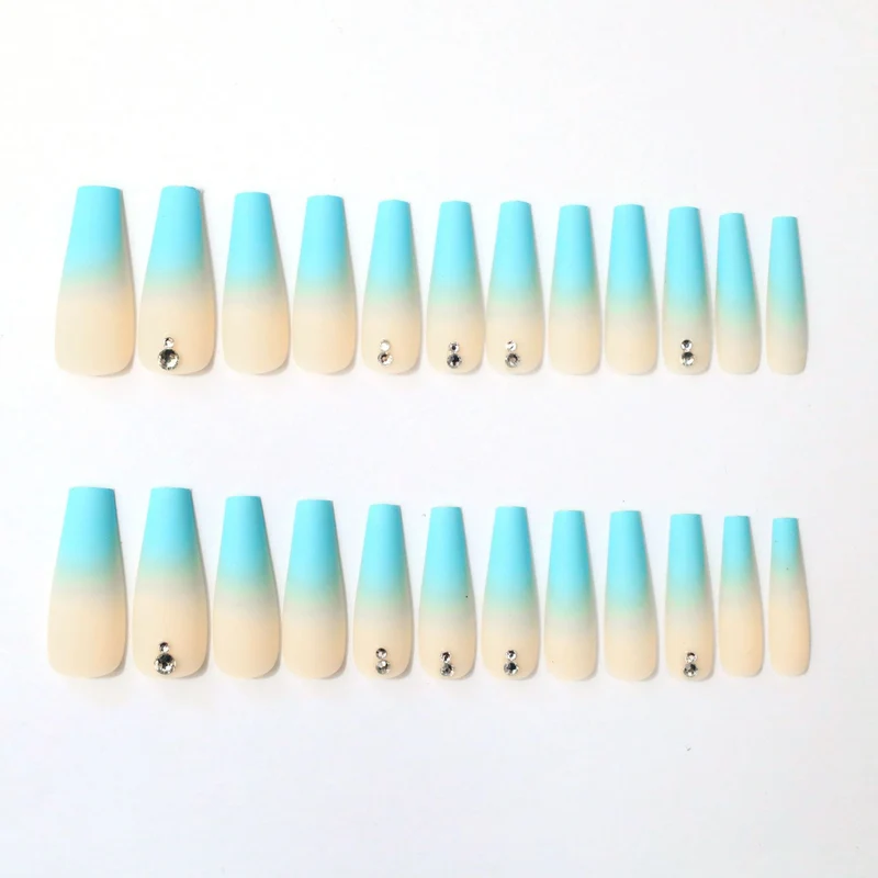 Ombre Acrylic Nail Extensions with Rhinestone Accents Stornfield