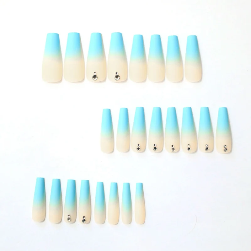Ombre Acrylic Nail Extensions with Rhinestone Accents Stornfield