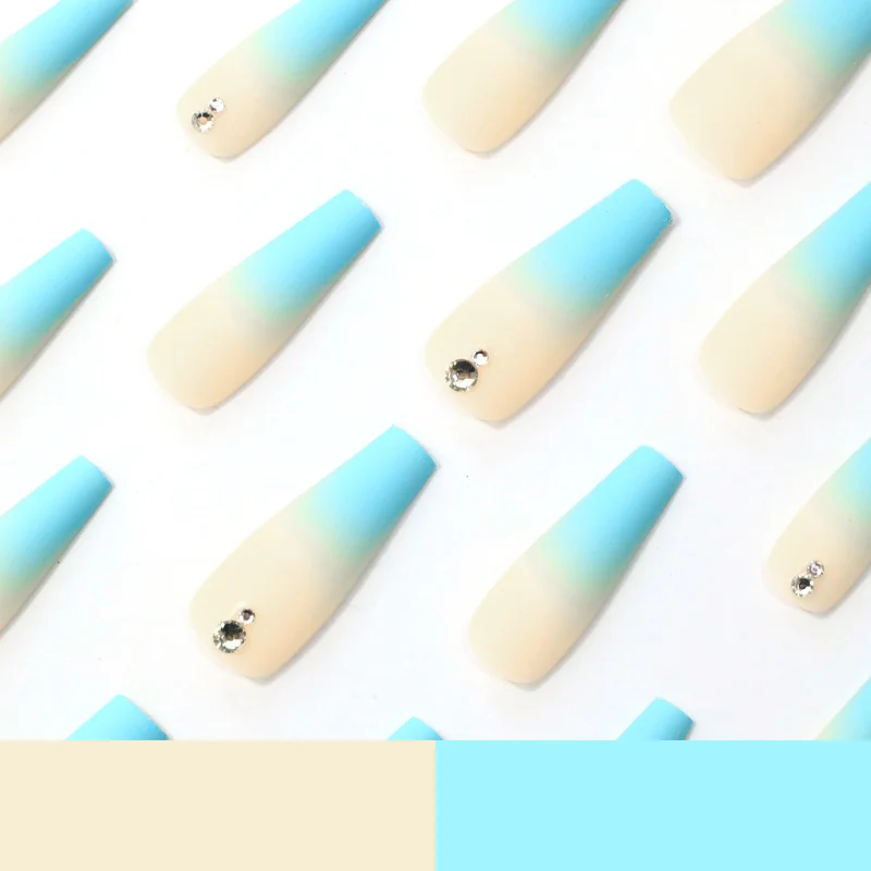 Ombre Acrylic Nail Extensions with Rhinestone Accents Stornfield