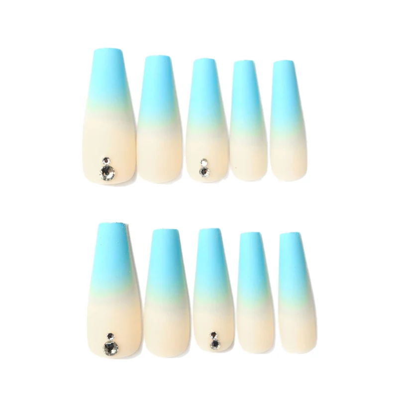 Ombre Acrylic Nail Extensions with Rhinestone Accents Stornfield