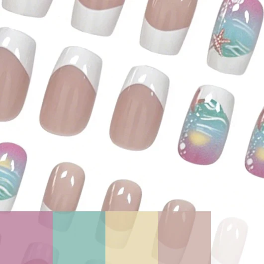 Ocean-Themed Press-On Nail Art Stornfield