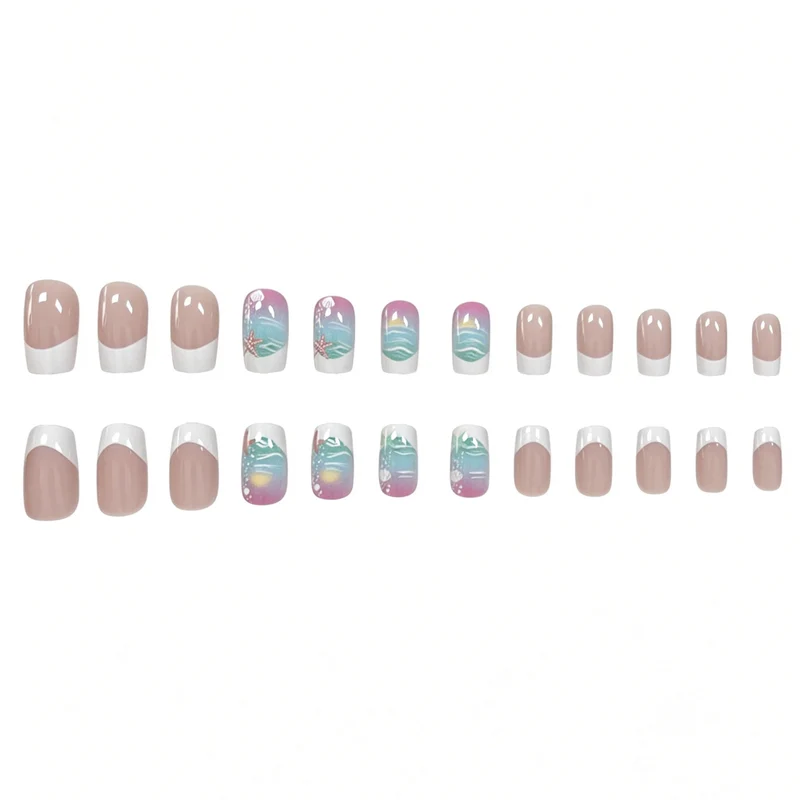 Ocean-Themed Press-On Nail Art Stornfield