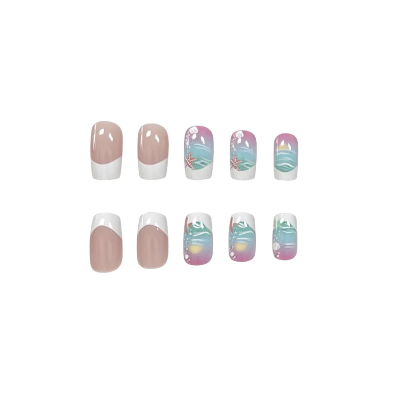 Ocean-Themed Press-On Nail Art Stornfield