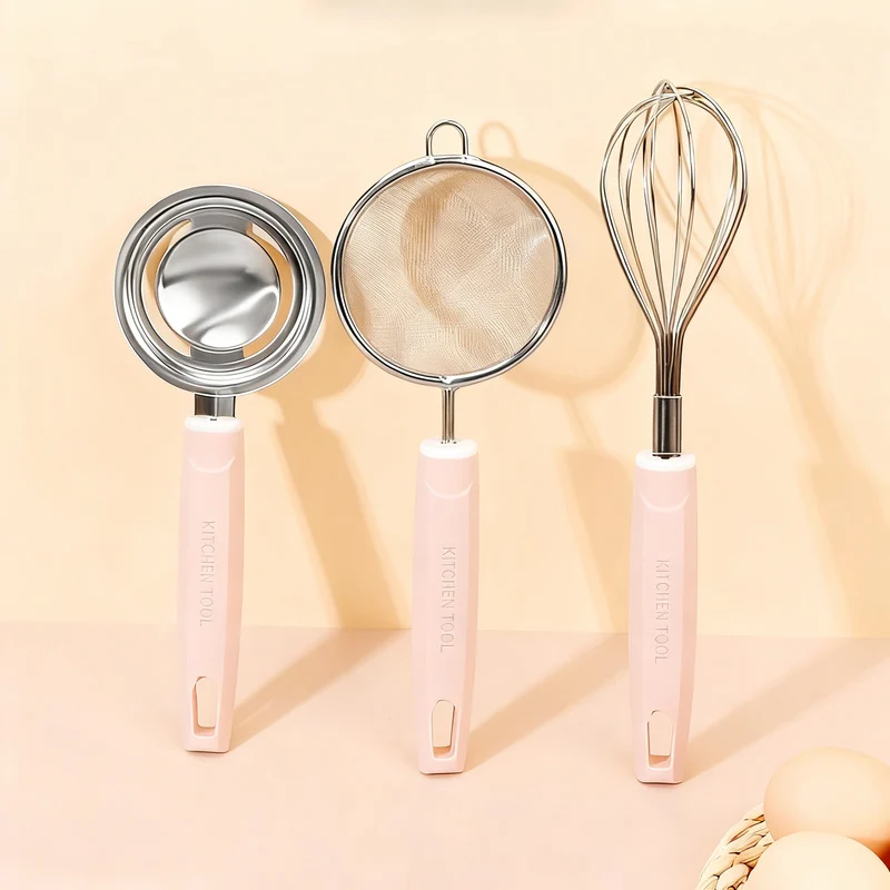 Kitchen strainer and kitchen helper set made of stainless steel