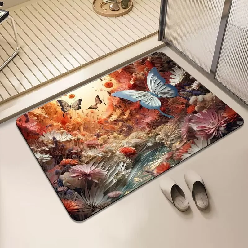 Floral Design Non-Slip Bath Mat