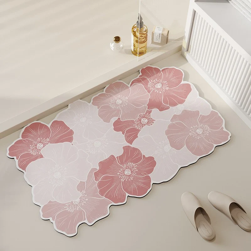 Decorative Floral Pattern Bathroom Mat