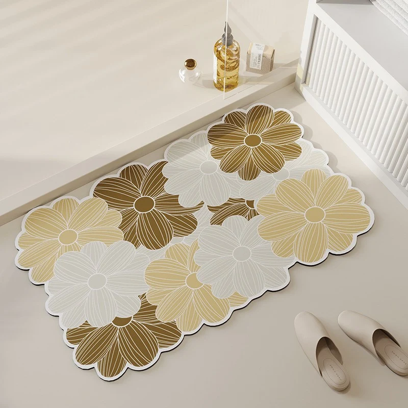 Decorative Floral Pattern Bathroom Mat