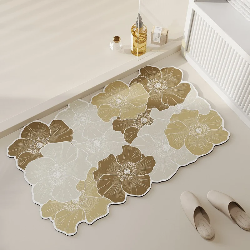 Decorative Floral Pattern Bathroom Mat