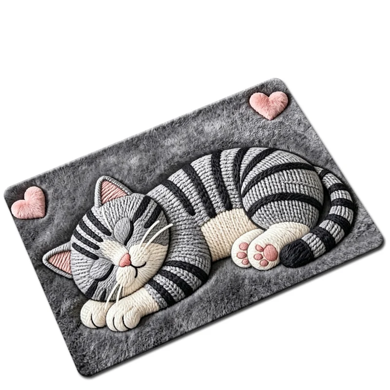 Cute Cat-Shaped Plush Bath Mat