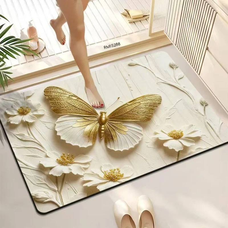 3D Butterfly Pattern Bath Mat