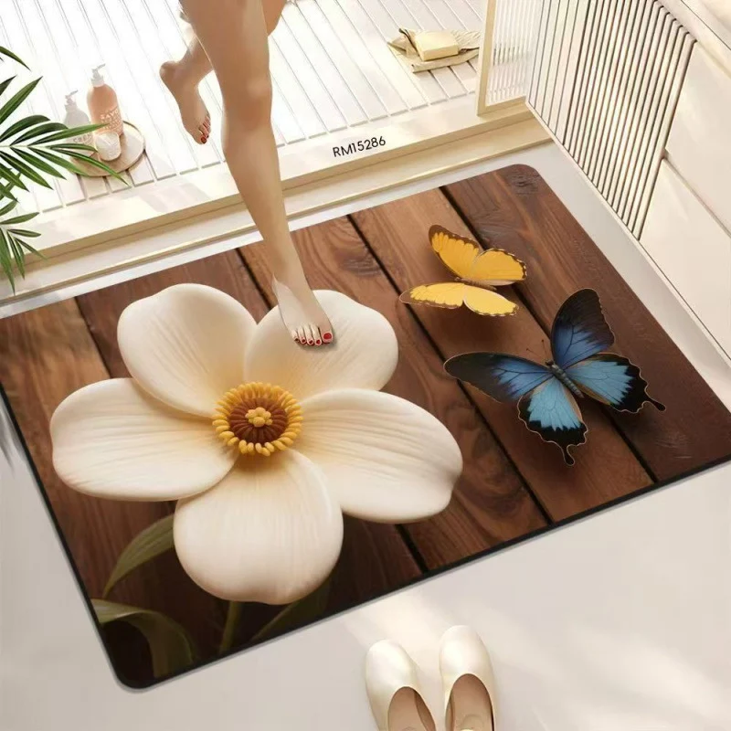 3D Butterfly Pattern Bath Mat