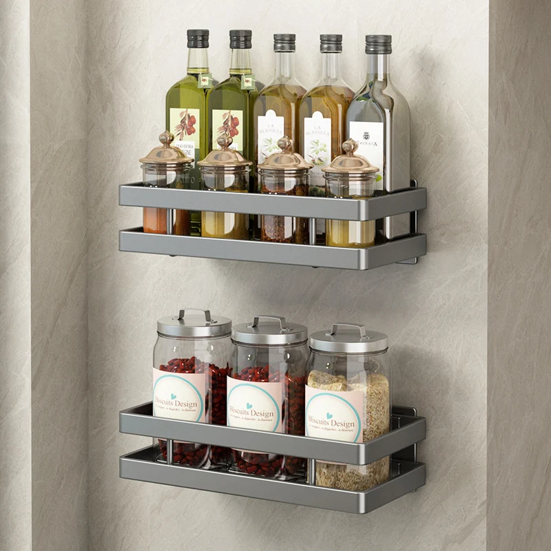 Wall-mounted kitchen shelf made of aluminum
