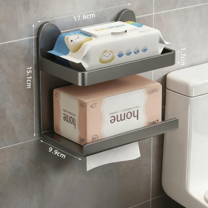 Wall-mounted paper towel holder, no drilling
