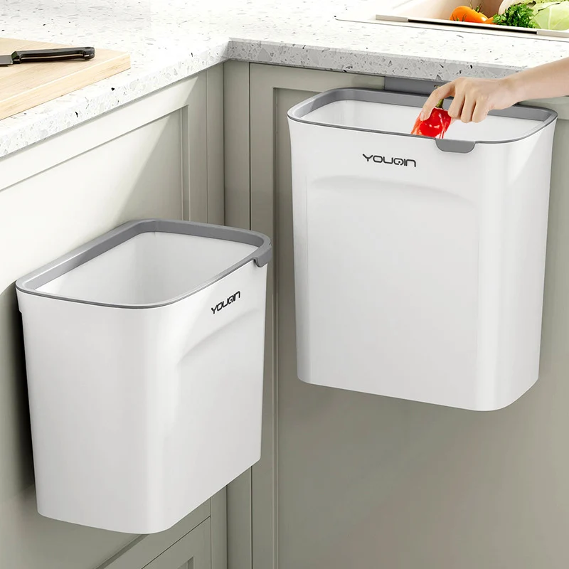 Wall-mounted waste bin with lid, 7 L