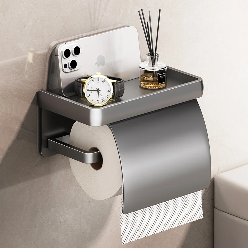Wall-mounted toilet paper box made of space aluminum LH0345