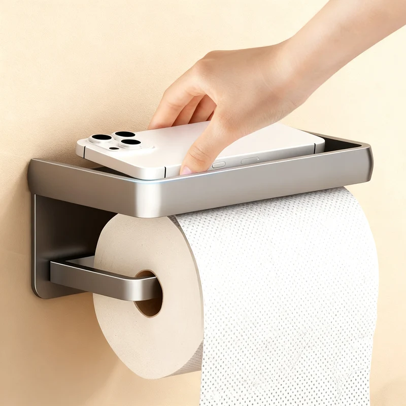 Wall-mounted toilet paper box made of space aluminum LH0345