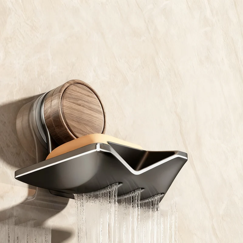 Wall-mounted soap dish with suction cup