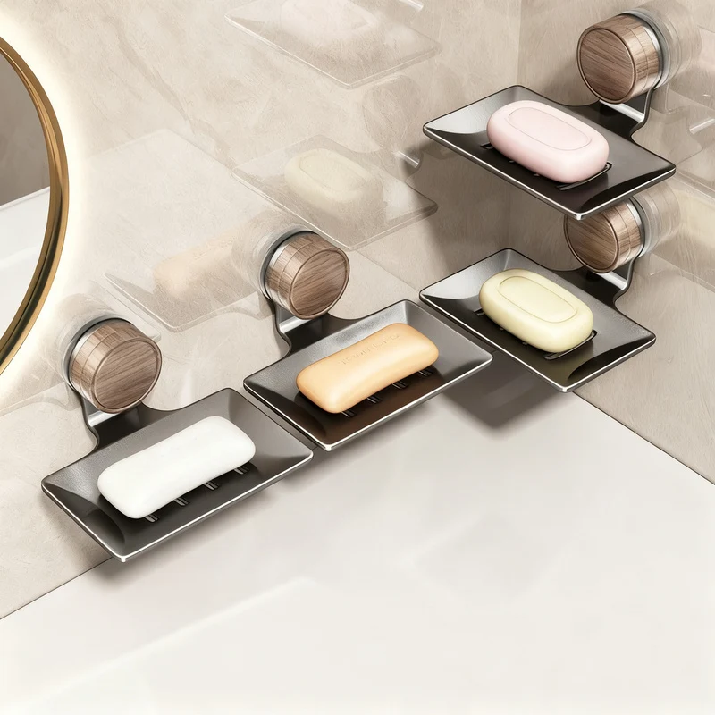 Wall-mounted soap dish with suction cup