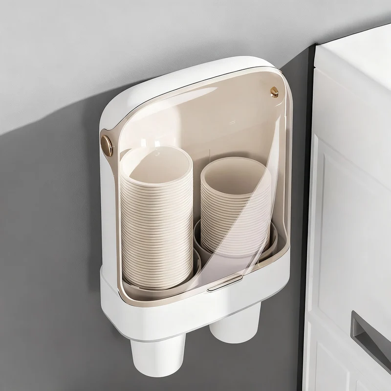 Wall holder for paper cups, self-adhesive