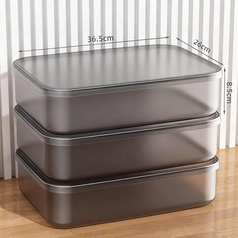 Transparent storage box made of plastic