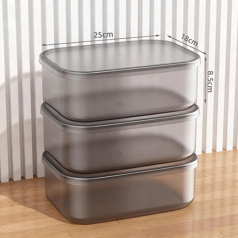Transparent storage box made of plastic