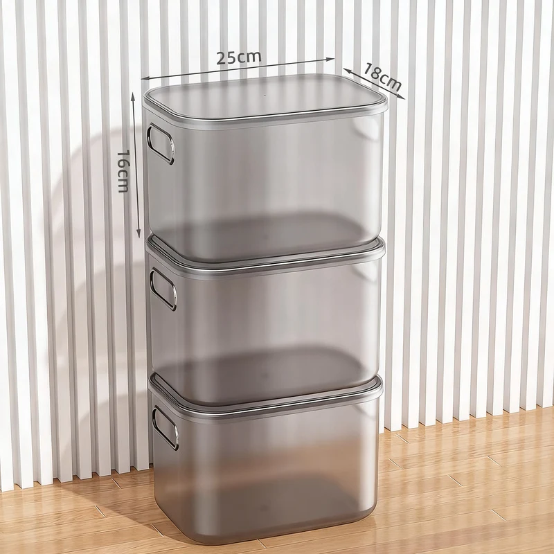 Transparent storage box made of plastic