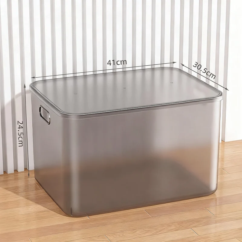 Transparent storage box made of plastic