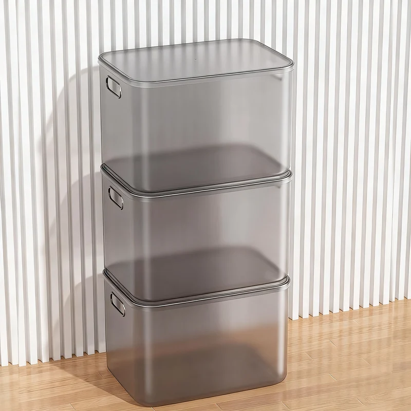 Transparent storage box made of plastic