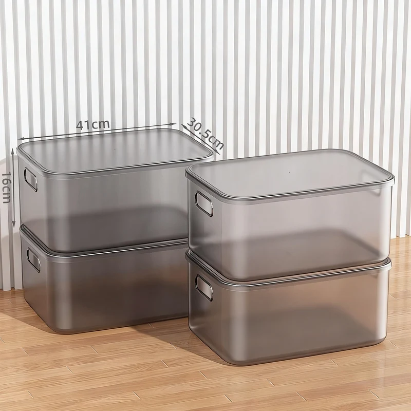 Transparent storage box made of plastic