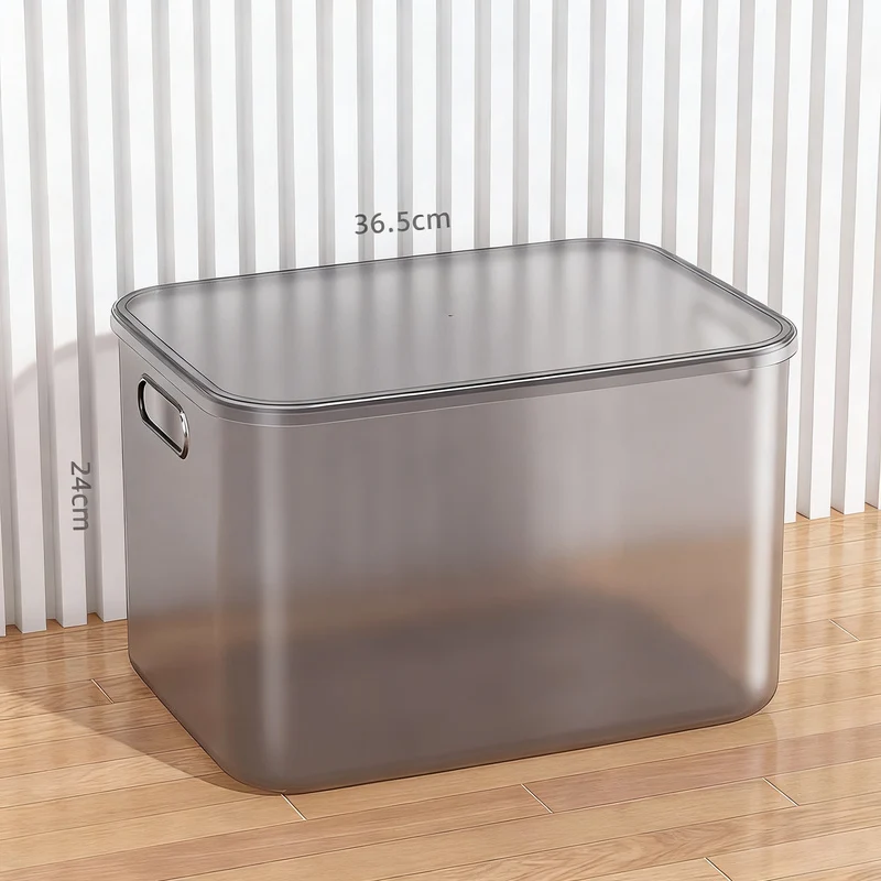 Transparent storage box made of plastic