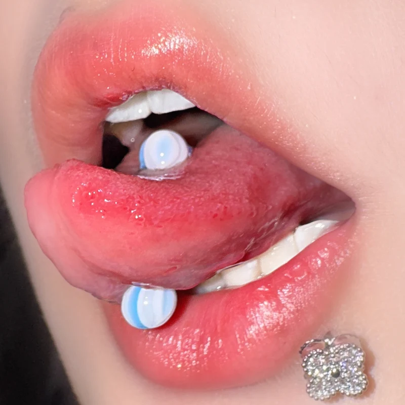 Lip studs stainless steel with rhinestones, various sizes