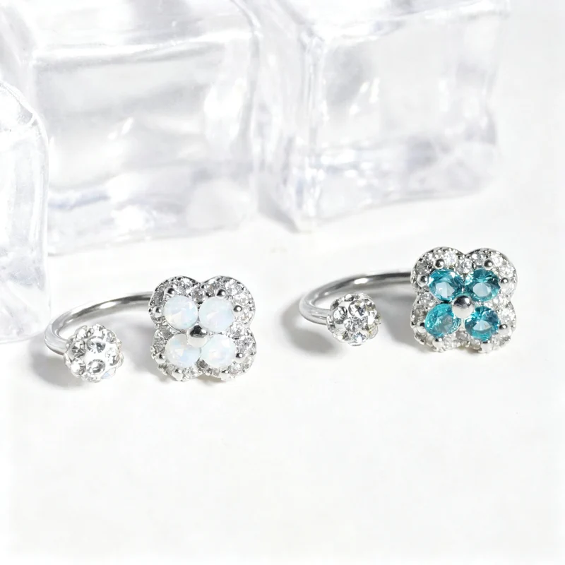 Lip studs stainless steel with rhinestones, various sizes