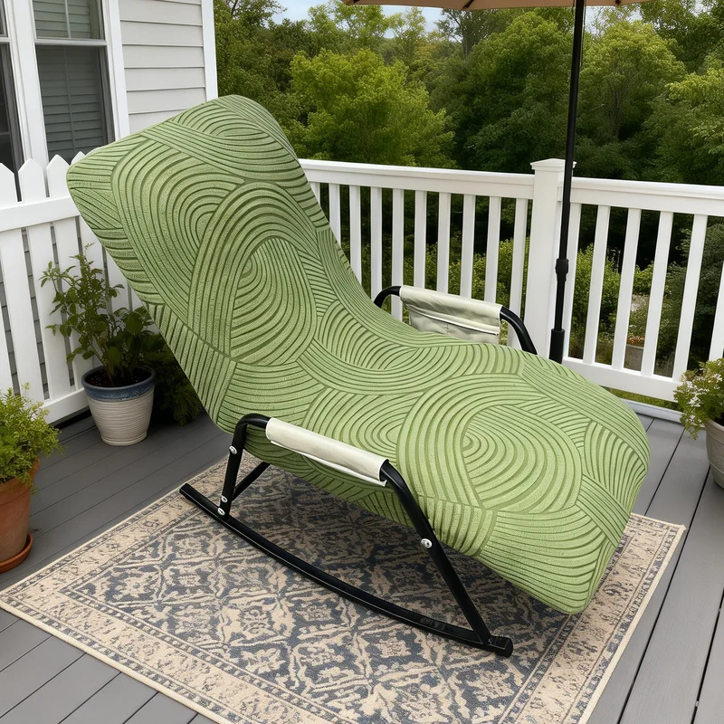 Elastic lounge chair cover, solid color, single seat