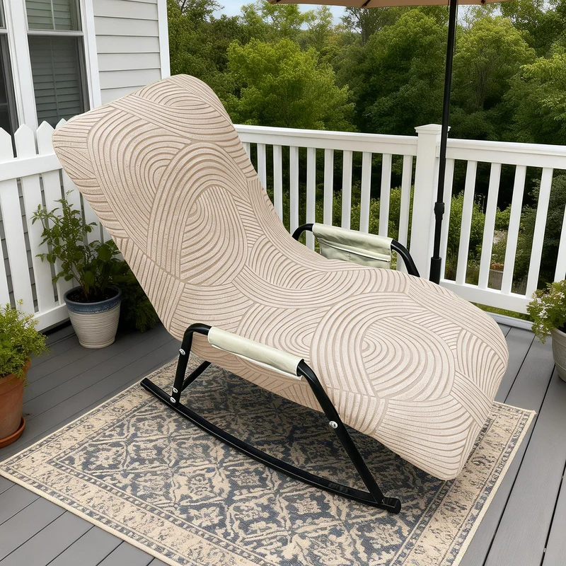 Elastic lounge chair cover, solid color, single seat