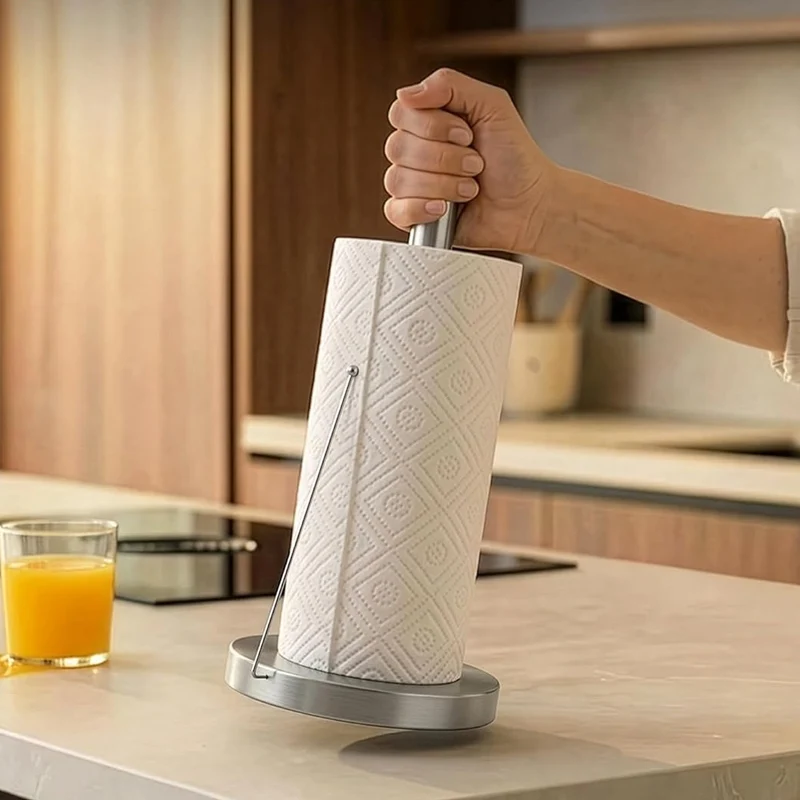 Stainless steel kitchen roll holder