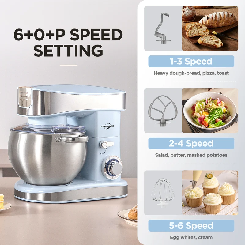 Kitchen machine 5 L, stainless steel, multiple plugs