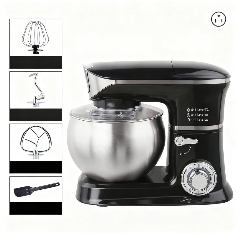 Kitchen machine 5 L, stainless steel, multiple plugs