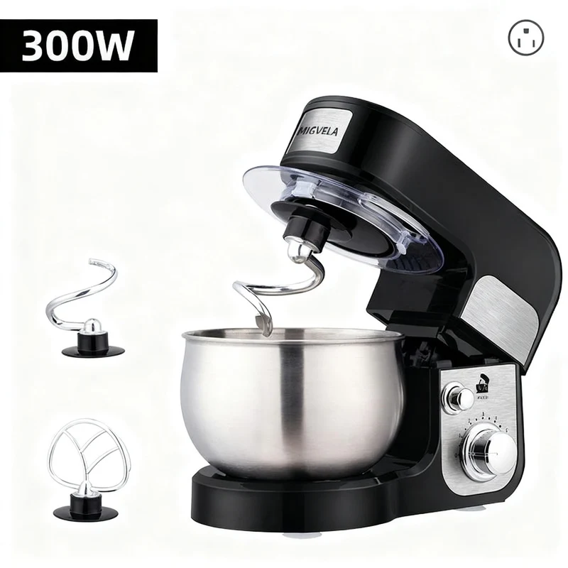 Kitchen machine 5 L, stainless steel, multiple plugs
