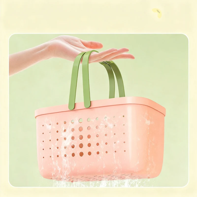 Portable bath basket made of plastic