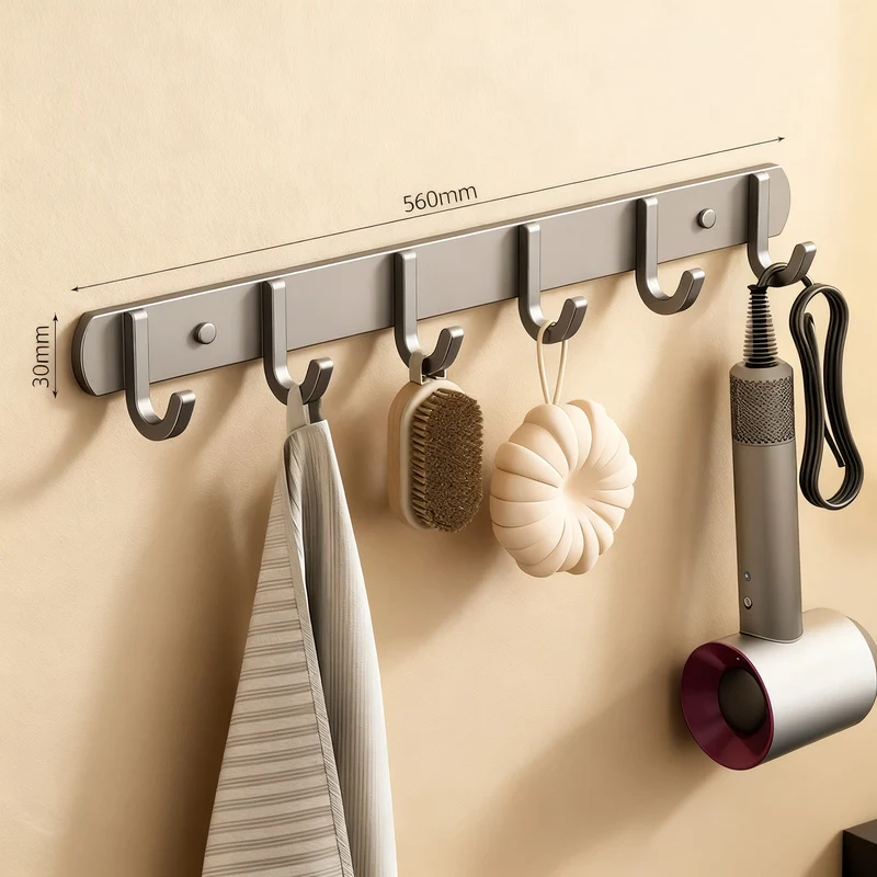 Strong aluminum wall hooks with adhesive pads