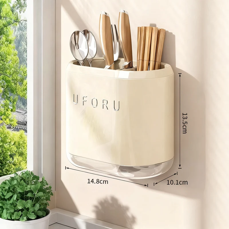 Chopstick and Cutlery Holder with Draining Tray