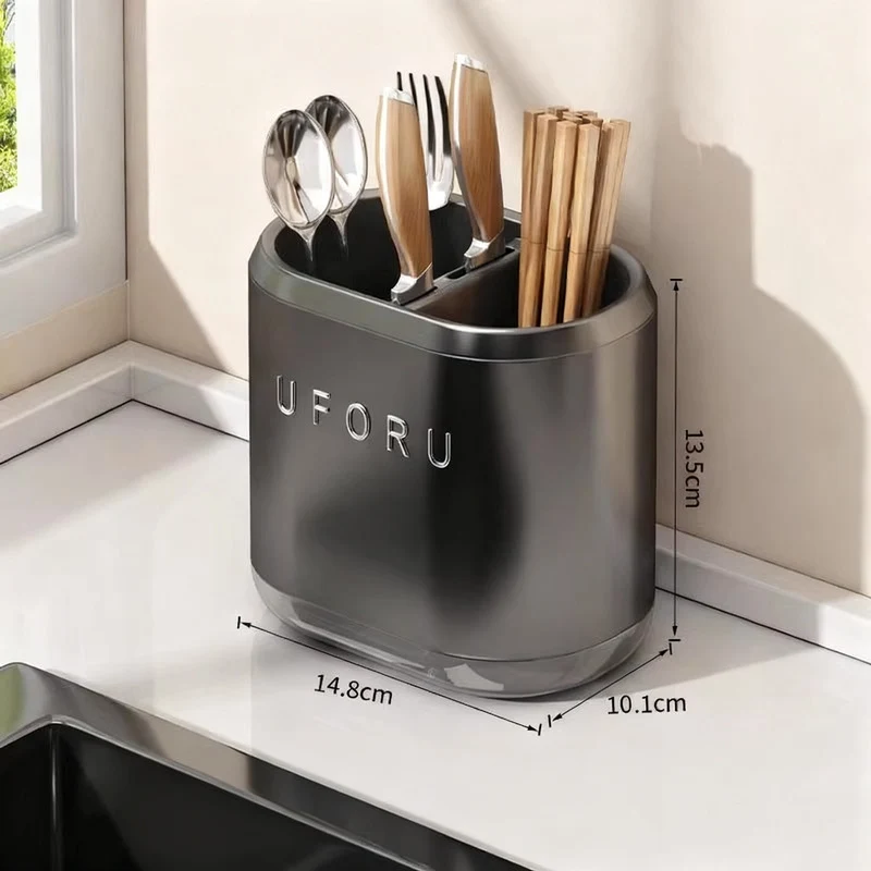 Chopstick and Cutlery Holder with Draining Tray