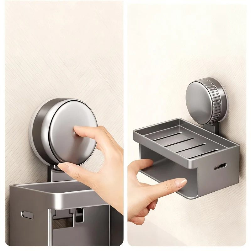 Soap dish with suction cup, wall mountable