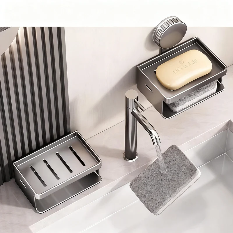 Soap dish with suction cup, wall mountable
